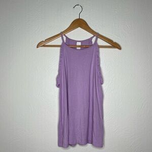 Lilly Pulitzer Alek Halter Top Purple Modal Cotton Sleeveless Ruffle Size XS